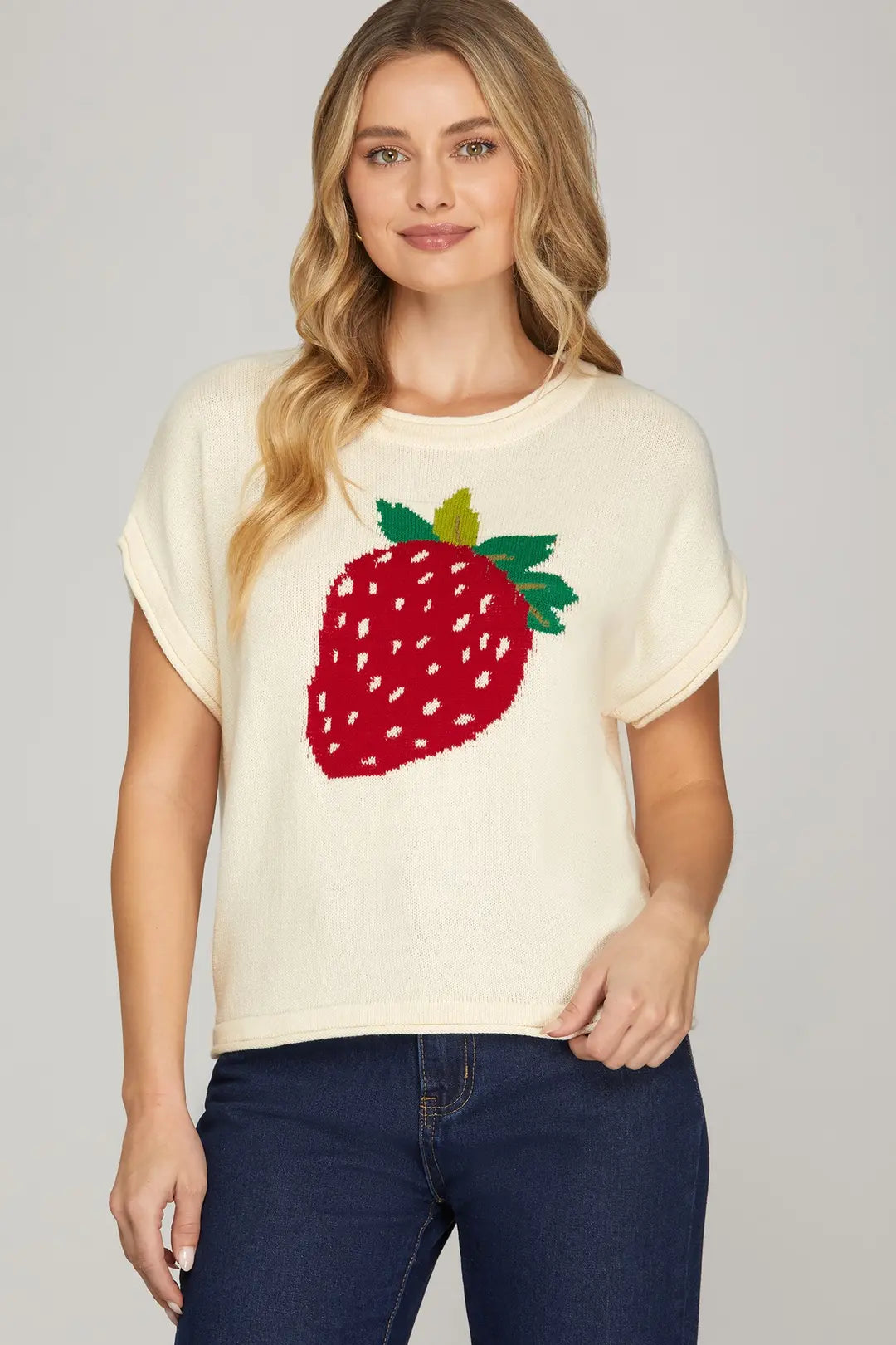 The Stella Strawberry Knit Top