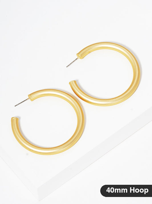 40mm Bold Brass Hollow Hoop Earrings