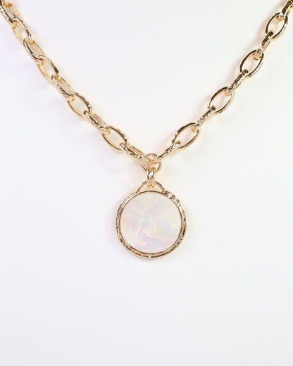 Milan Mother of Pearl Link Necklace Gold: Default