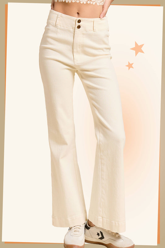 Soft Washed Stretchy High Waisted Flare Pants