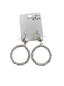 Textured Hoop Earrings with Pearls