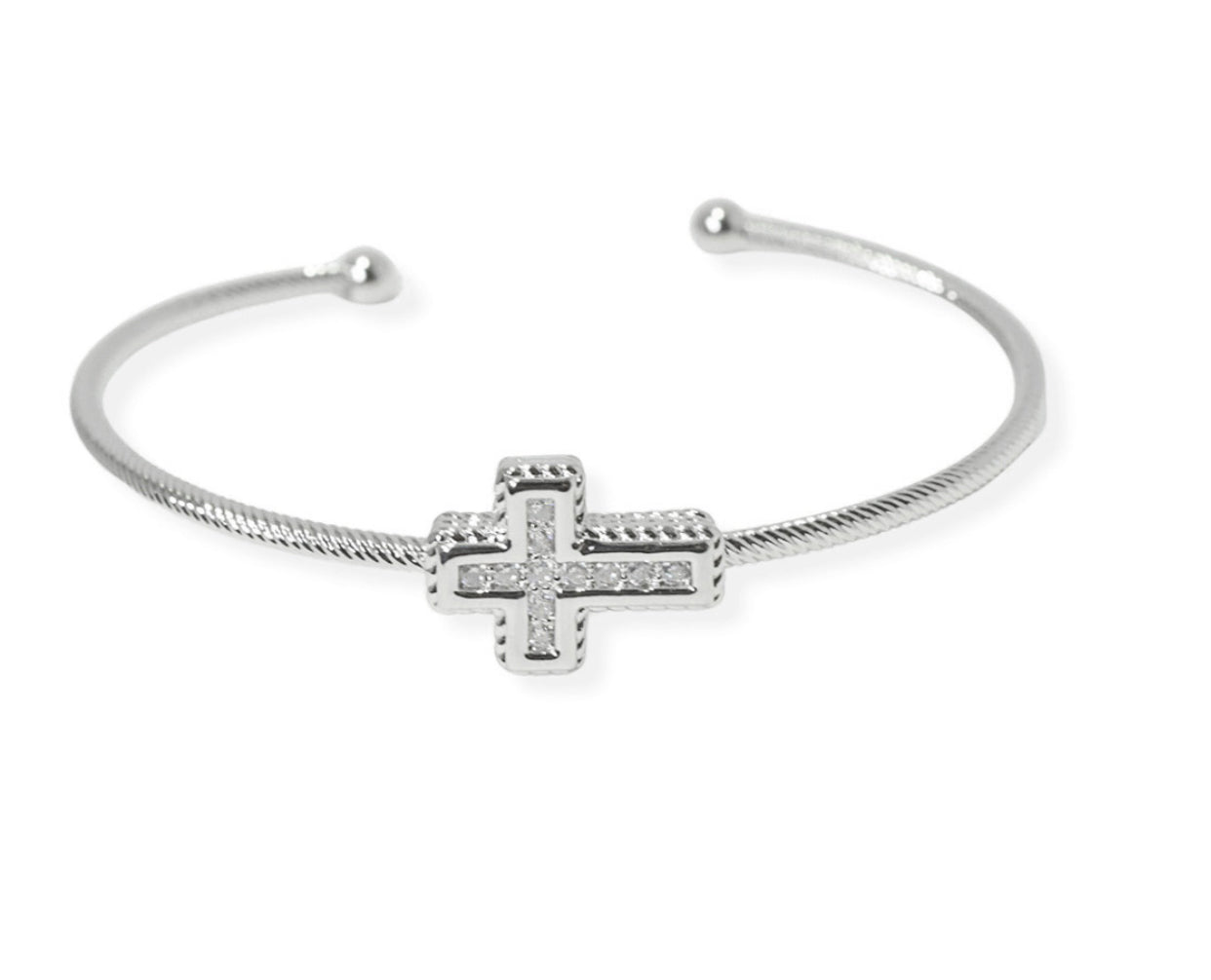 Cross Pave Cubic Zirconia Cuff Bracelet