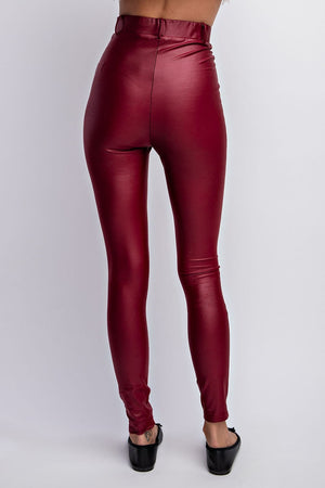 Solid Stretch Faux Leather Pants