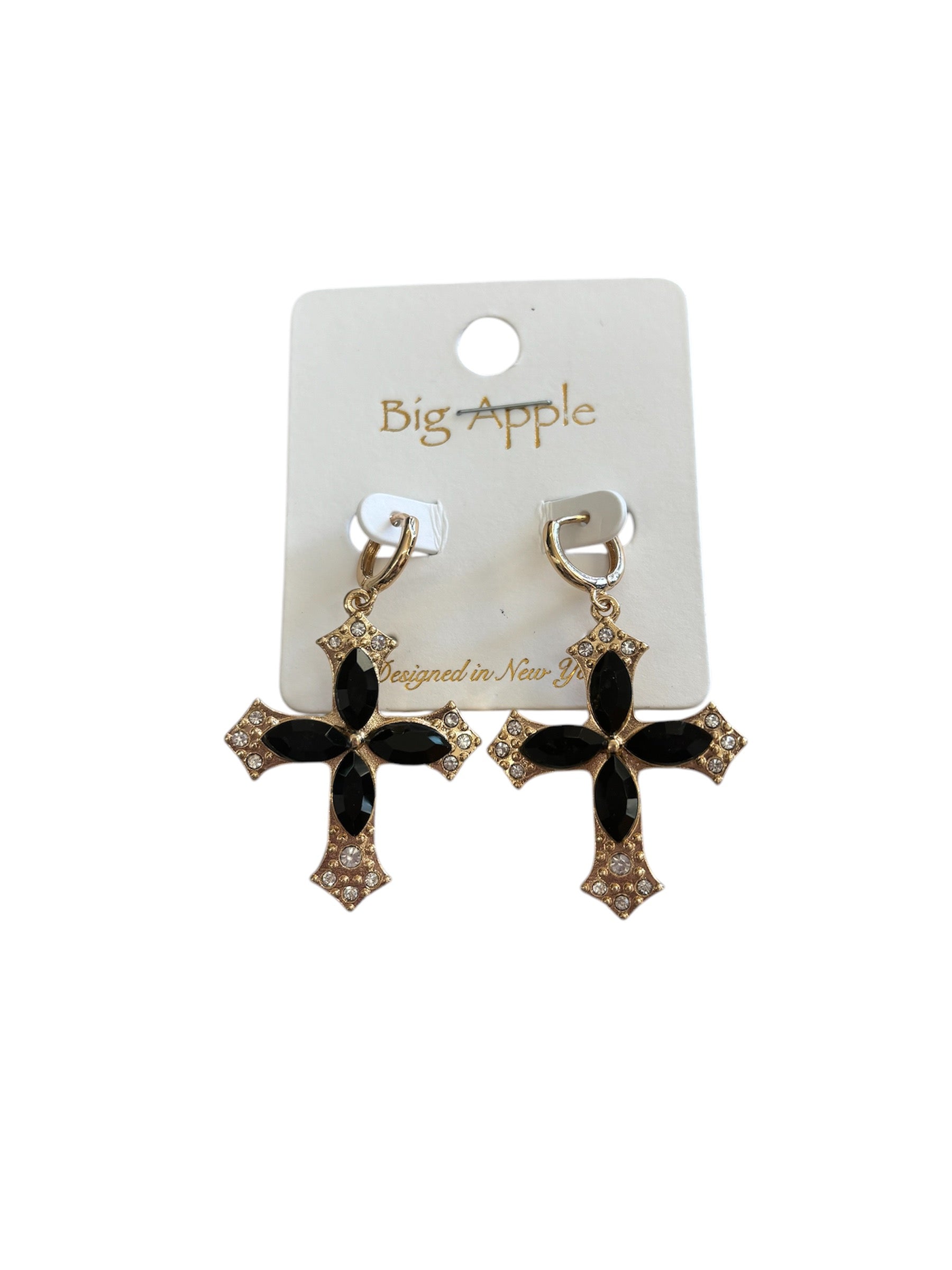 black and gold cross earrings