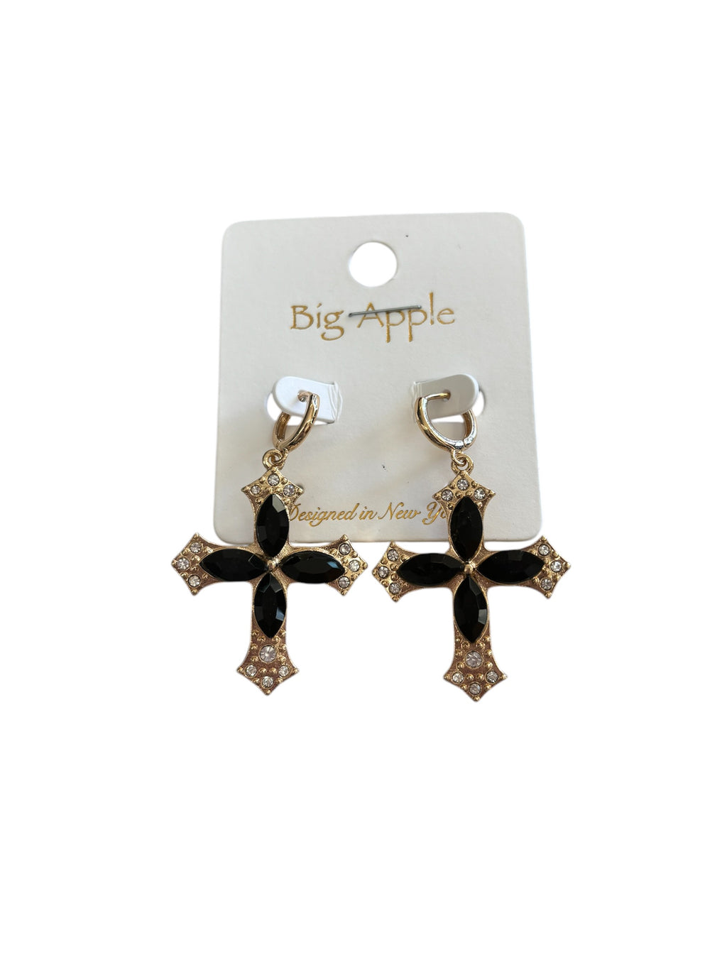 black and gold cross earrings