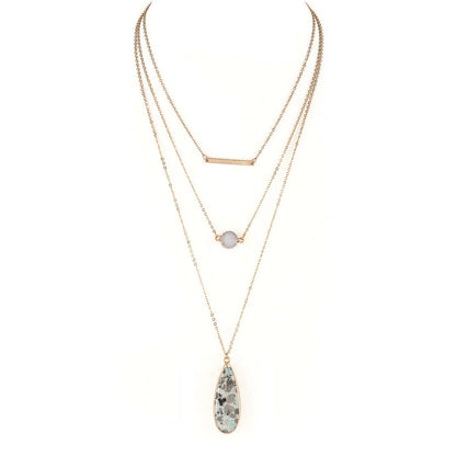Druzy Genuine Stone Mix Layer Necklace