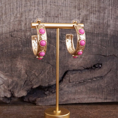 Jeweled Bubble Hoop Earrings – Colorful Acrylic Cabochons