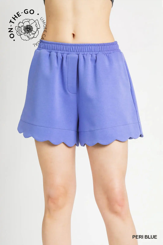 The Gracie Peri Blue Scalloped Hem Lounge Shorts