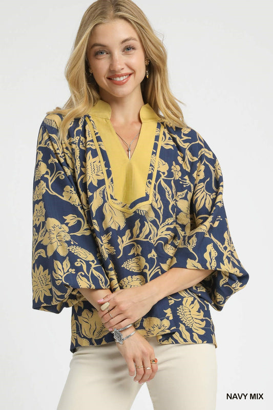 The Isabella Navy Mix Top