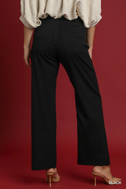 Black Button Stretch Pants