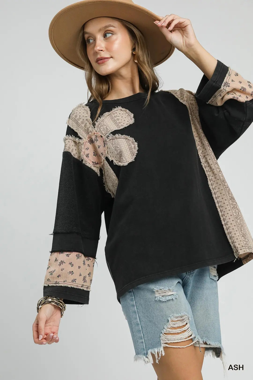 The Ashton French Terry Patchwork Sleeve Pullover
