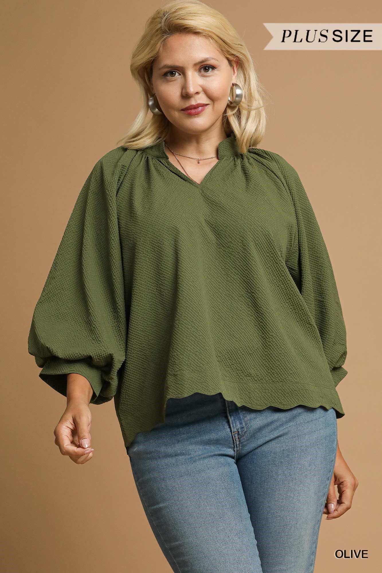 The Becca Plus Scallop Blouse