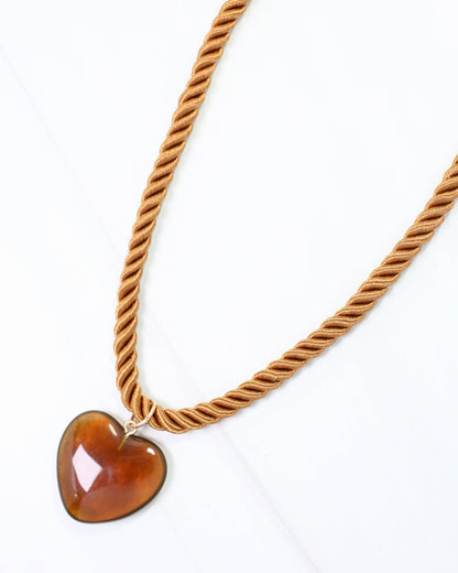 Hartford Brown Corded Heart Pendant Necklace