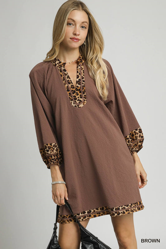 The Lottie Leopard Trim Dress