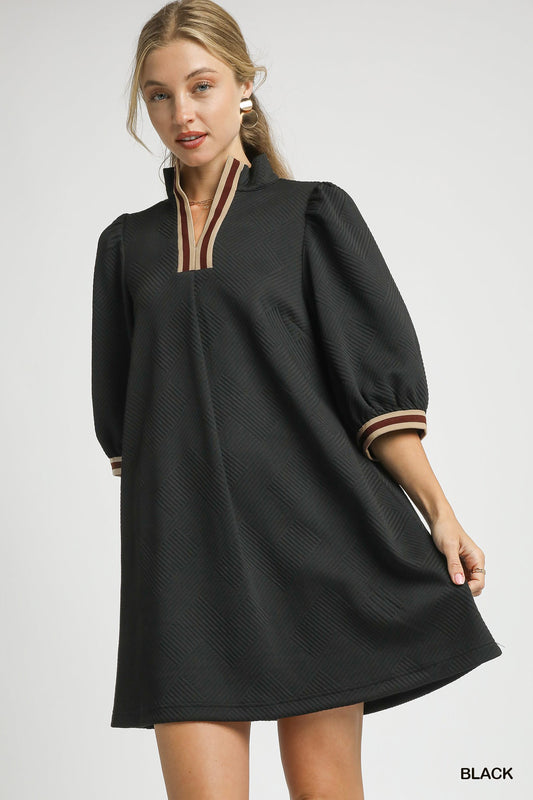 The Holly Black Jaquard Mini Dress