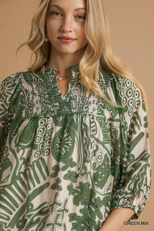 The Amanda Abstract Print Blouse