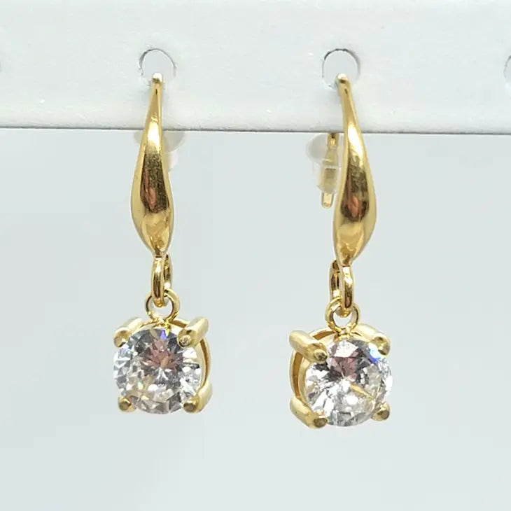 Gold Square Diamond Charm Earrings