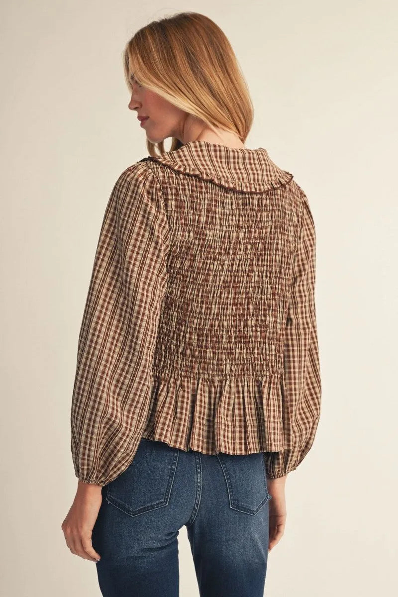 The Lucy Brown Smocked Top