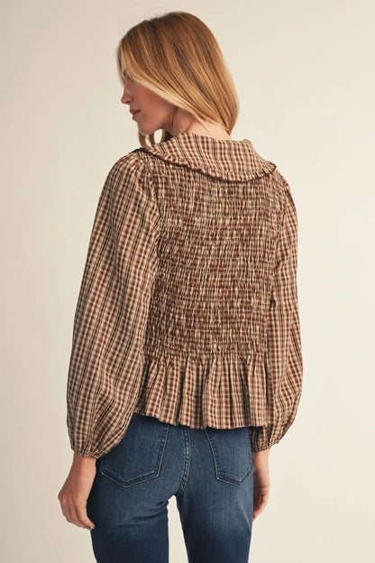 The Lucy Brown Smocked Top