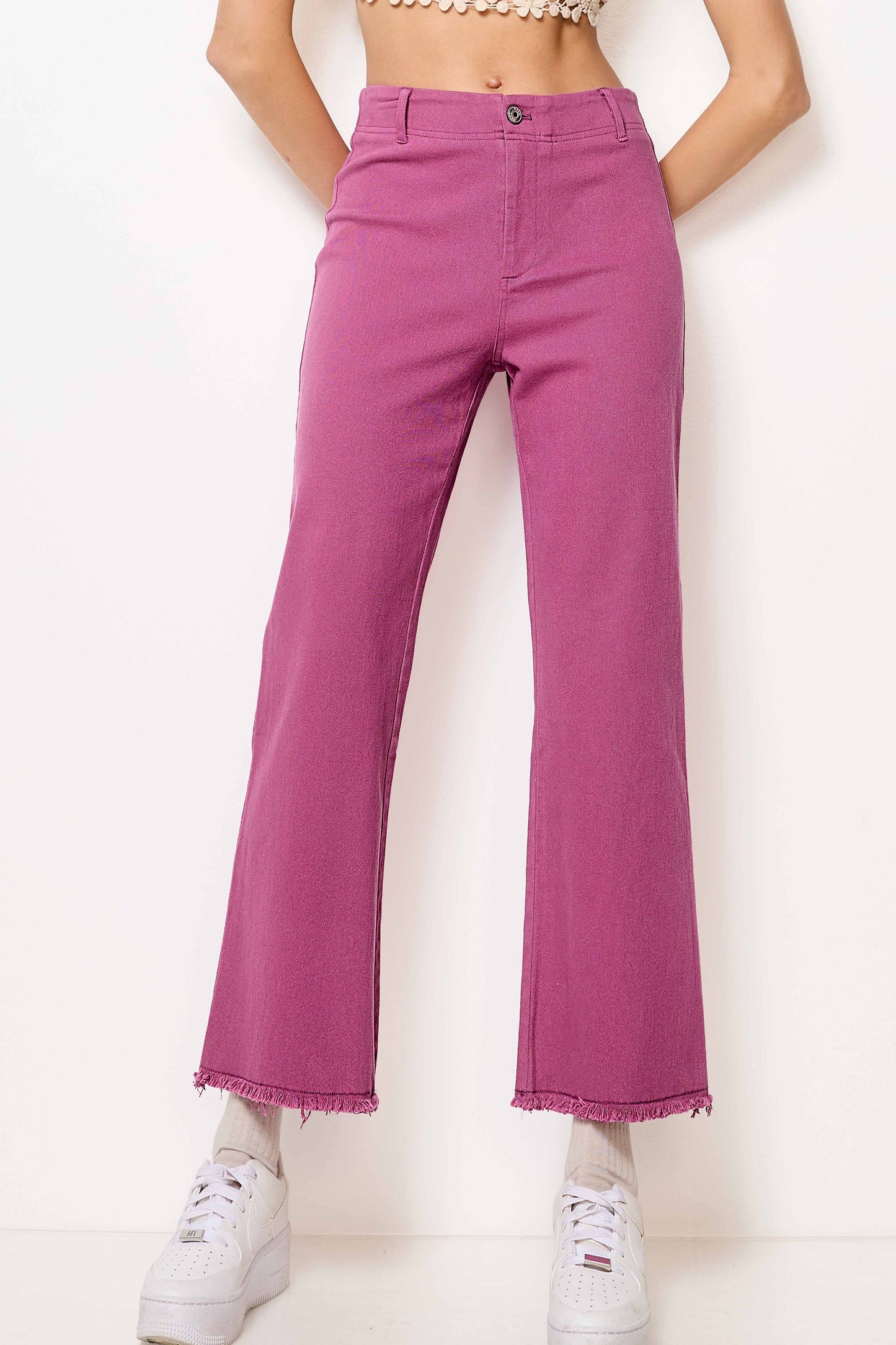 Soft Washed Stretchy High Waisted Flare Pants