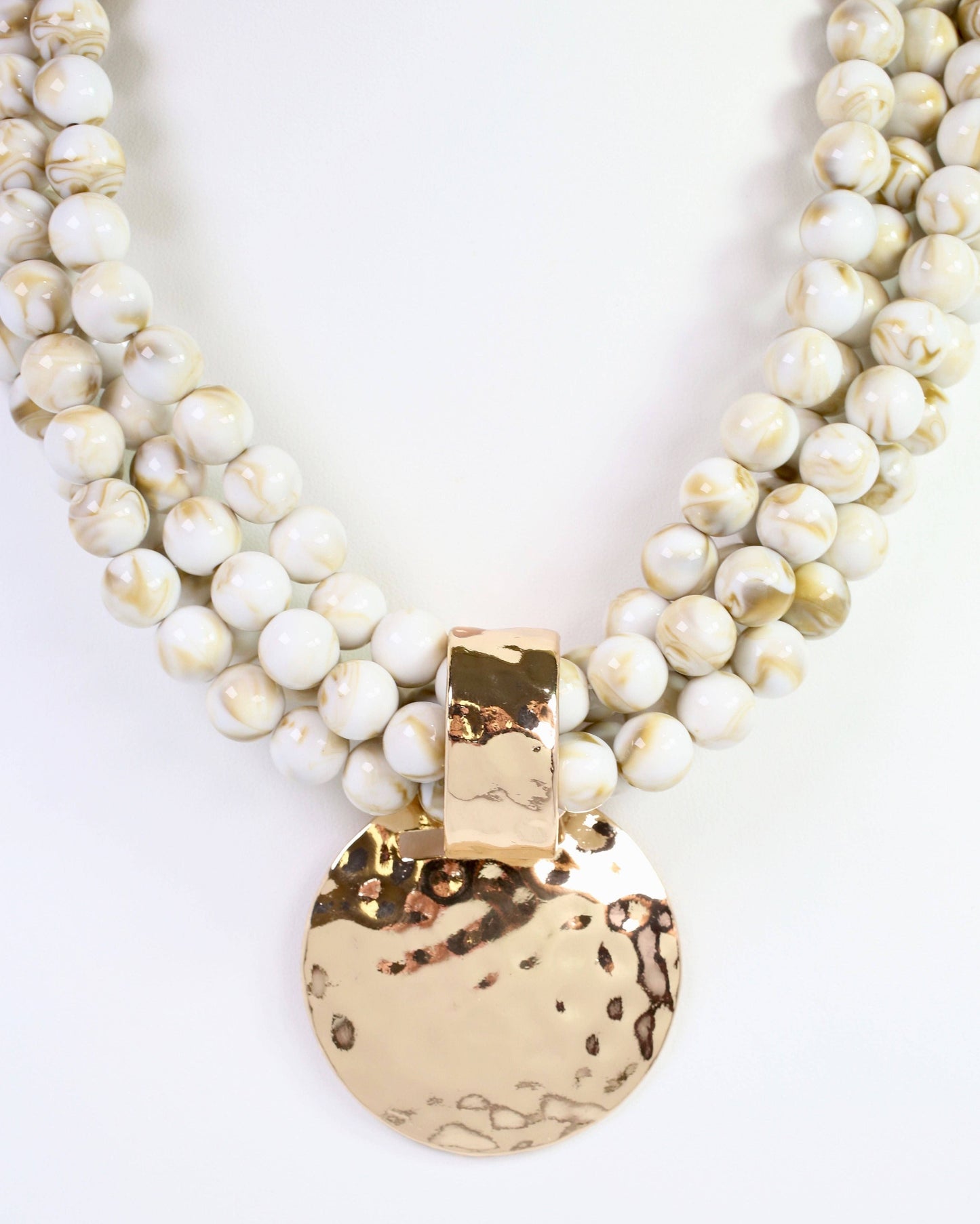 Laven Layered Beaded Necklace with Pendant Natural: Default