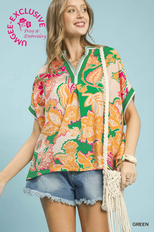 The Hannah Abstract Print Oversized Top