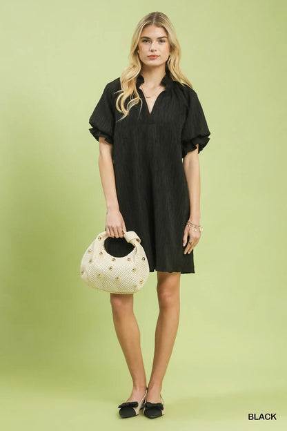 Linen Blend Ruffle Dress