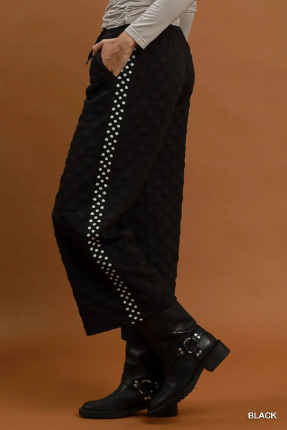 Jacquard Black Dotted Pants