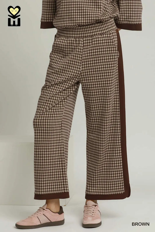 Gingham Print Straight Leg Pant 26.5"