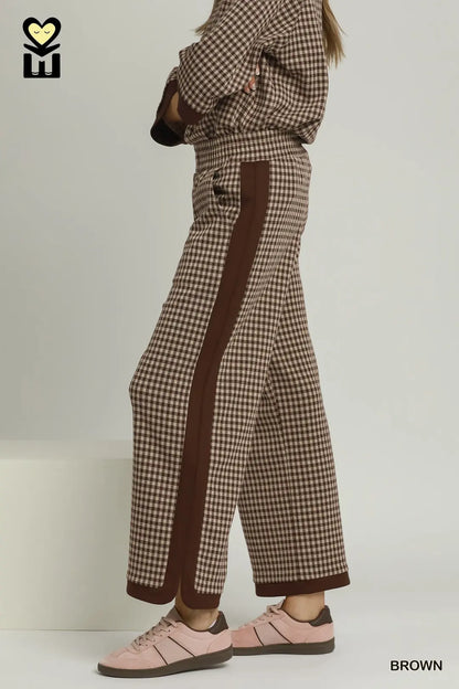 Gingham Print Straight Leg Pant 26.5"