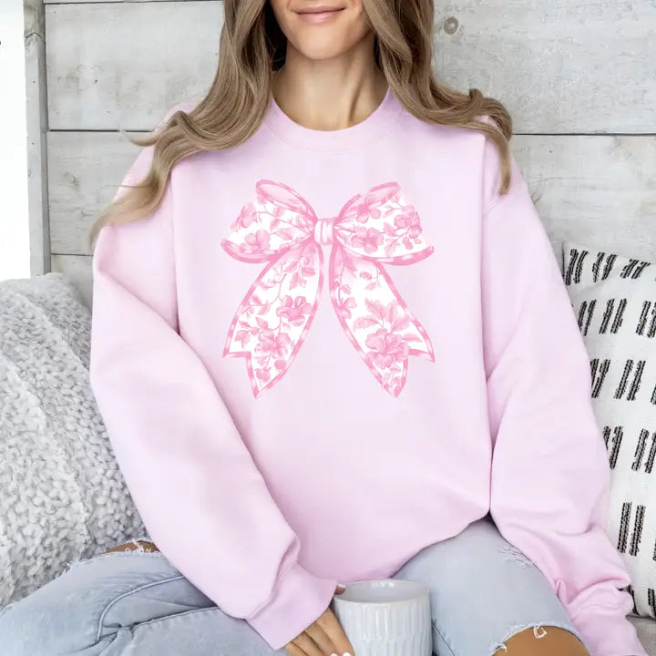 Simply You Chinoiserie Bow Pink Sweatshirt