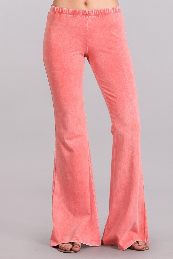 Mineral Wash Bell Bottom Stretch Pants