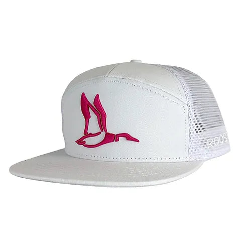 Roost White 7 Panel Pink Duck 3D Puff Hat