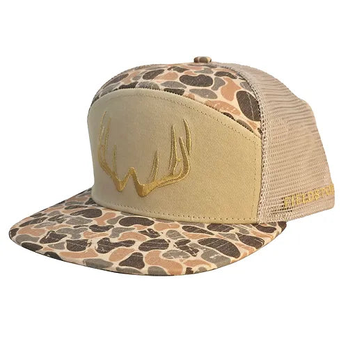 7 Panel Brown Backwoods Rack 3D Puff Logo Hat