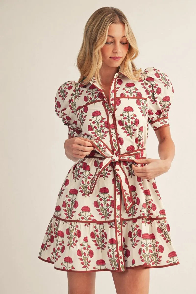 The Aspen Ivory Button Down Floral Dress