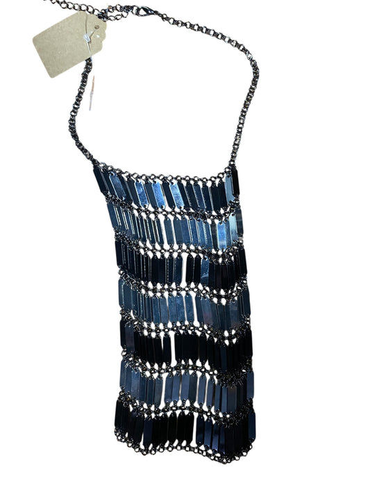 Black and Silver Rectangular Drop Necklace