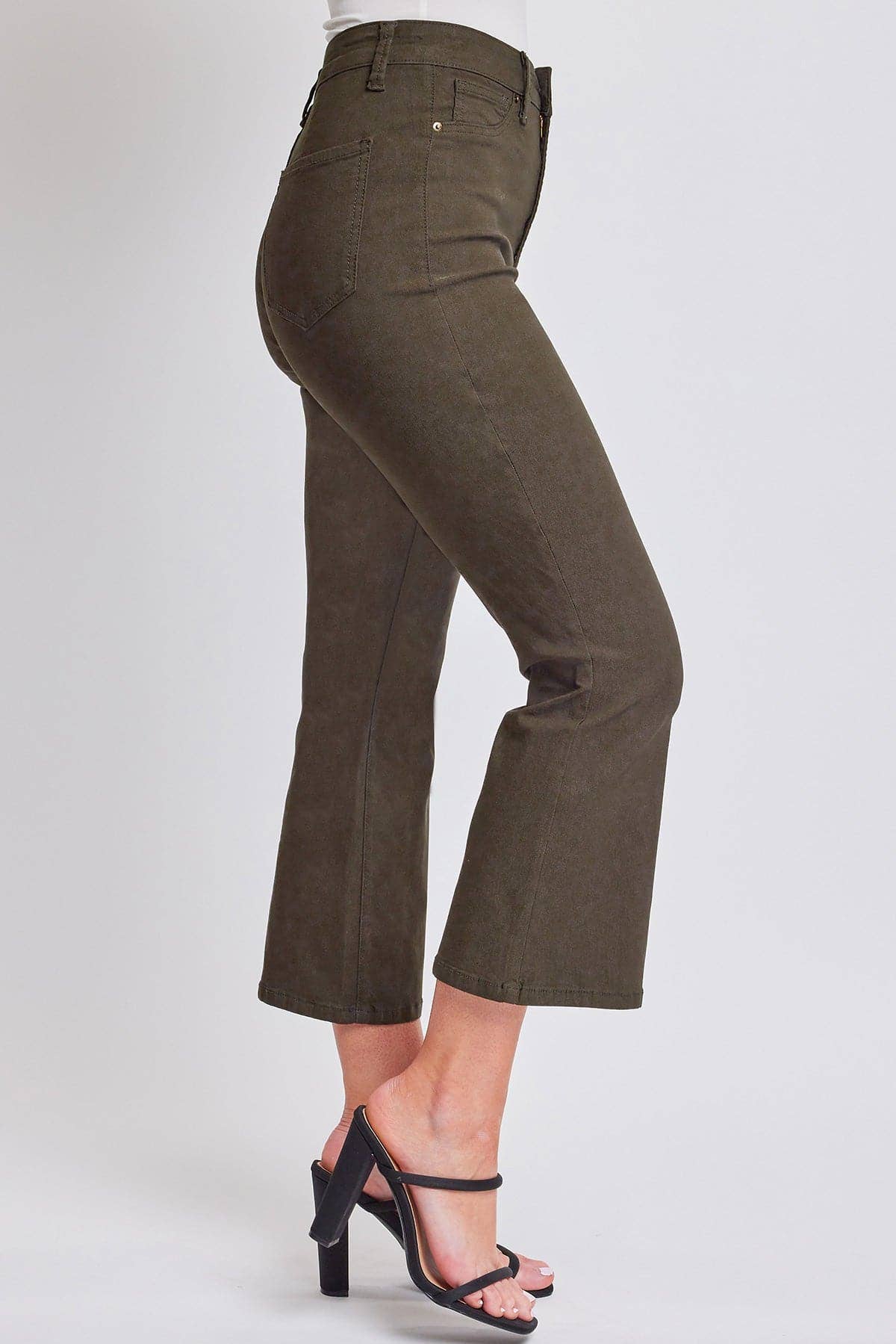 Hyperstretch Cropped Kick Flare Leg Pants Dark olive