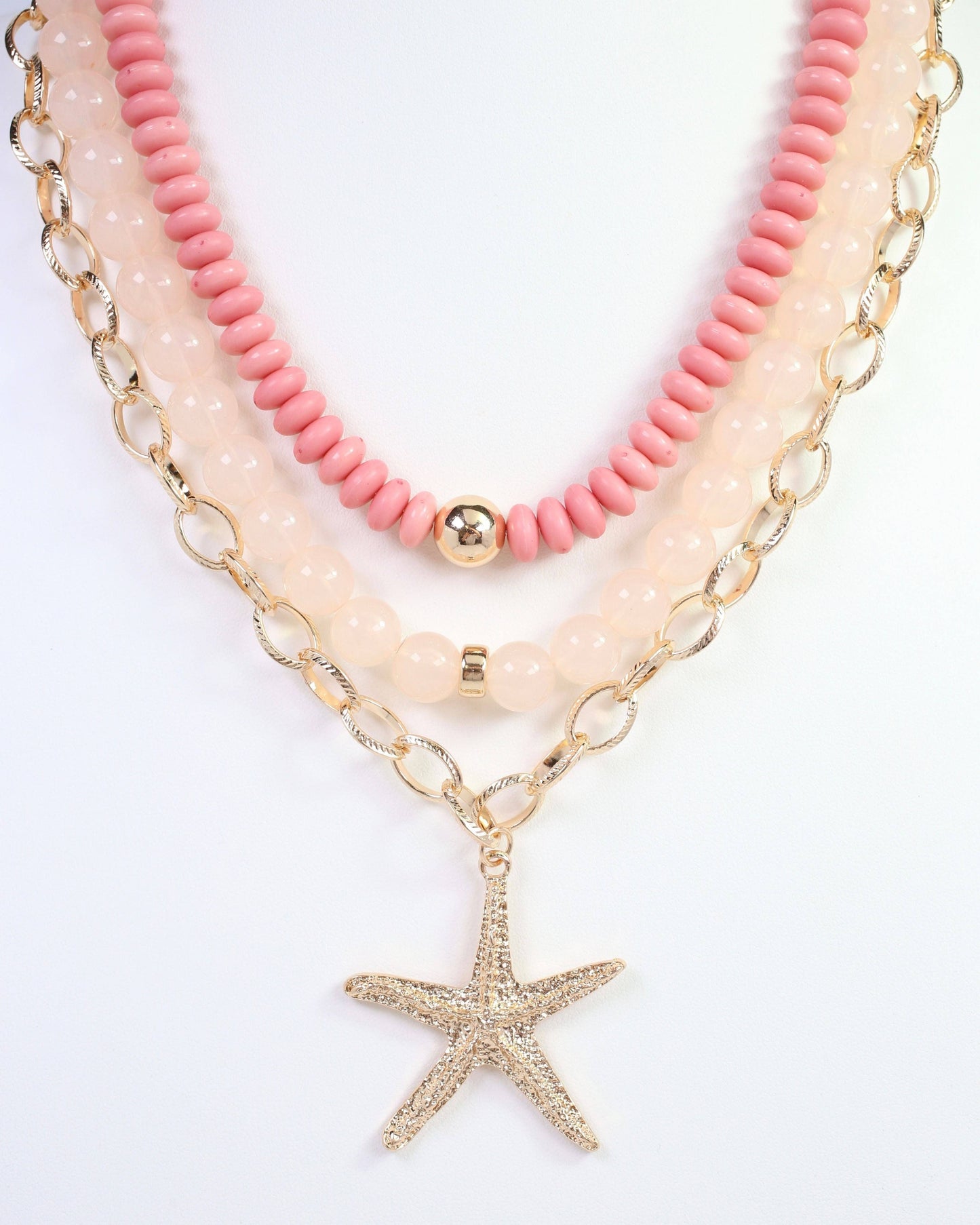 Sanibell Layered Starfish Necklace Pink: Default