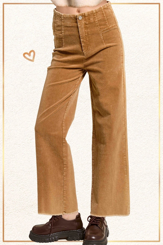 Mineral Washed High Waisted Wide Leg Corduroy Pants