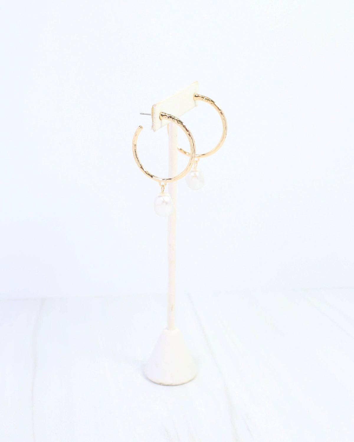 Laila Pearl Dangle Hoop Earring Gold: Default