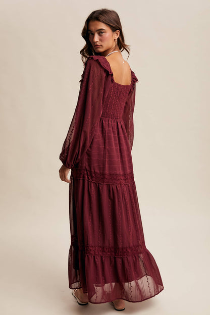 Diane Ruffle Trim Tiered Maxi Dress