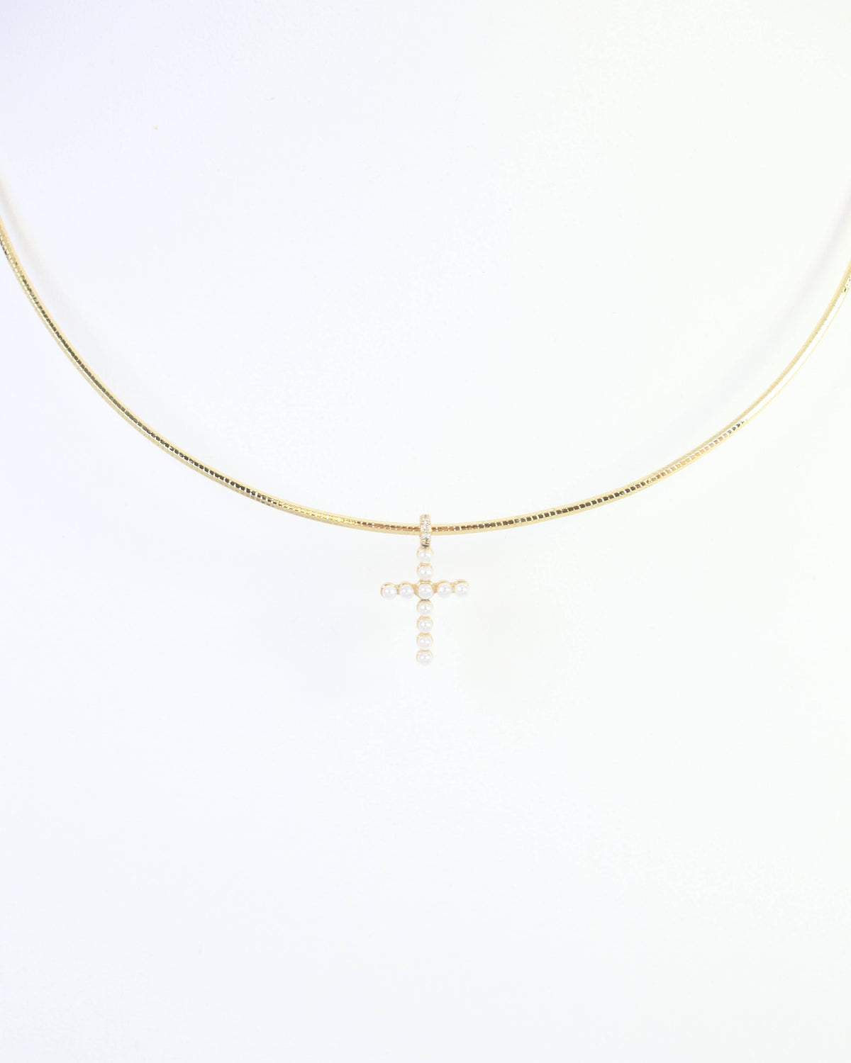 Marianne Pearl Cross Necklace WR Gold: Default