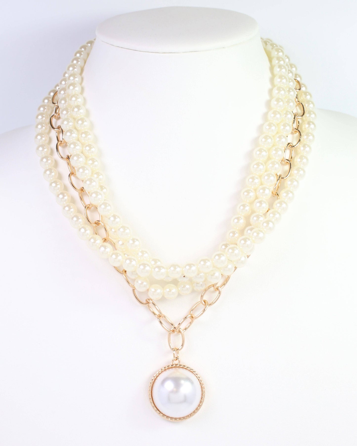 June Pearl Link Layered Necklace Gold: Default
