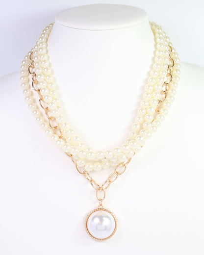 June Pearl Link Layered Necklace Gold: Default