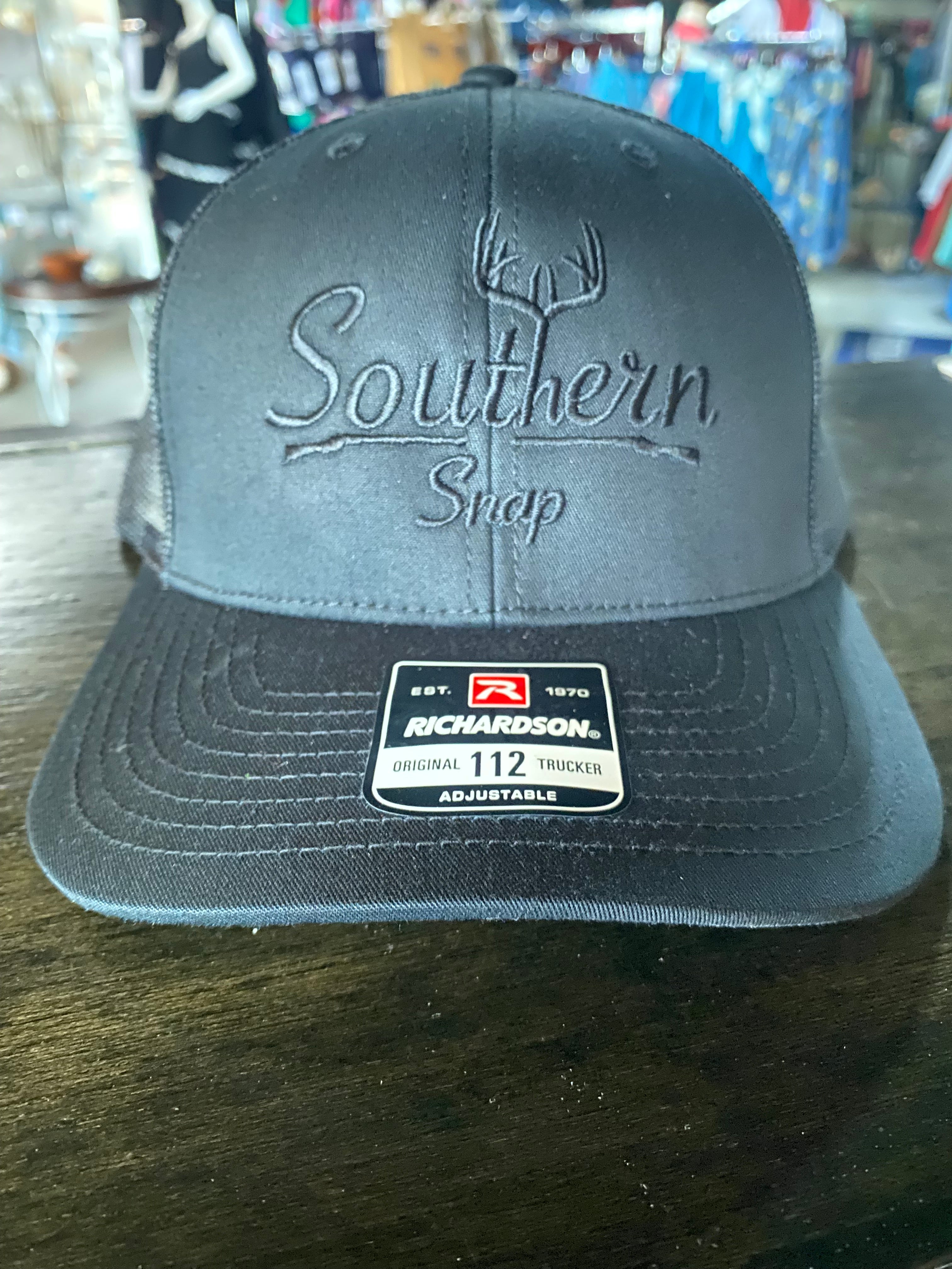 Southern Snap Co. Black Stitch Gun and Deer Hat