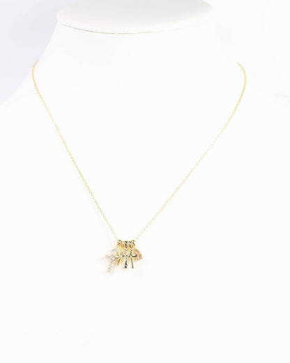 Ankh and Cross Charm Necklace Set Gold