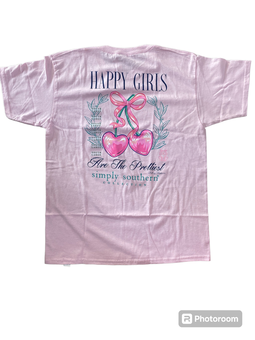 Simply Southern Youth Happy Girls Light Pink Tee