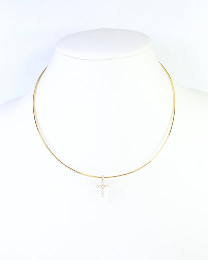 Marianne Pearl Cross Necklace WR Gold: Default