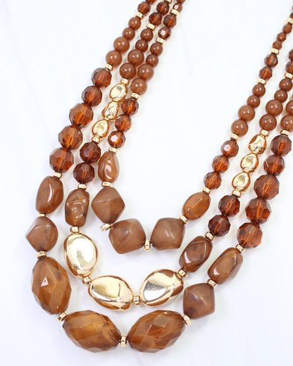 Adalee Beaded Necklace Brown: Default