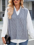 Grey  V-neck Loose Outer Vest